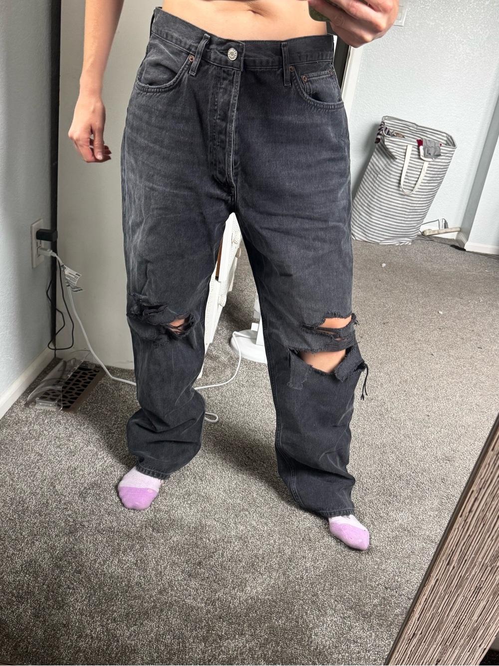 AGOLDE 90's Mid Rise Loose Fit Jeans; Washed Black